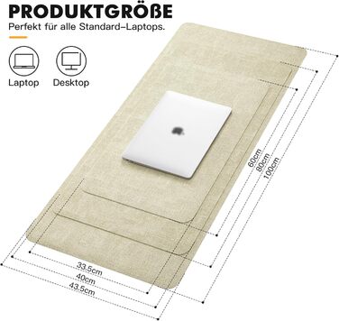Підкладка для столу Nostheart Leder, 80x40 см, вологостійка, антиковзка, для ноутбука та офісу (сірий/бежевий)