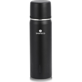 Термос з нержавіючої сталі SANTECO 1л/500мл, ізотермос з кришкою-чашкою, для дітей, спорту, без BPA, 24 години холод, 12 годин тепло, чорний