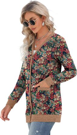 Жіночий трикотажний кардиган GRECERELLE з довгими рукавами, V-подібний виріз, з кишенями та ґудзиками, м'який, довгий, елегантний, для осені, в'язаний, колір морської хвилі (S)