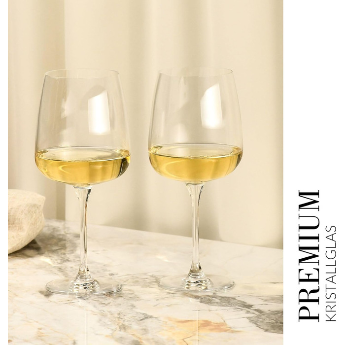 Набір келихів Krosno для білого, рожевого вина та Prosecco, 4 шт., об'єм 650/480 мл, сучасна колекція, ідеально для дому, ресторану та кухні, можна мити в посудомийній машині