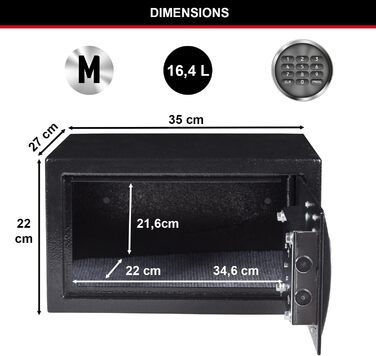 Сейф Master Lock з електронним кодовим замком, 16 л, 22 x 35 x 27 см