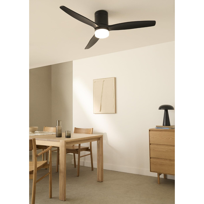 Вентилятор стельовий Windcalm M/ з ABS, Wi-Fi, пультом, 40W, Ø132cm, таймер, DC-двигун, літньо-зимовий режим, з підсвічуванням (Чорний)