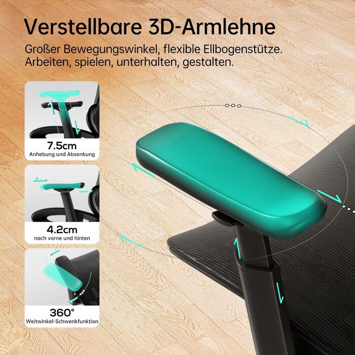 Hbada P2 Air Ergonomic Office Chair with 3D Lumbar Support, Adjustable Mesh Chair, 3D Armrests, Headrest & Comfortable Seat - Home & Office Desk Chair (Black, Luxury Version)