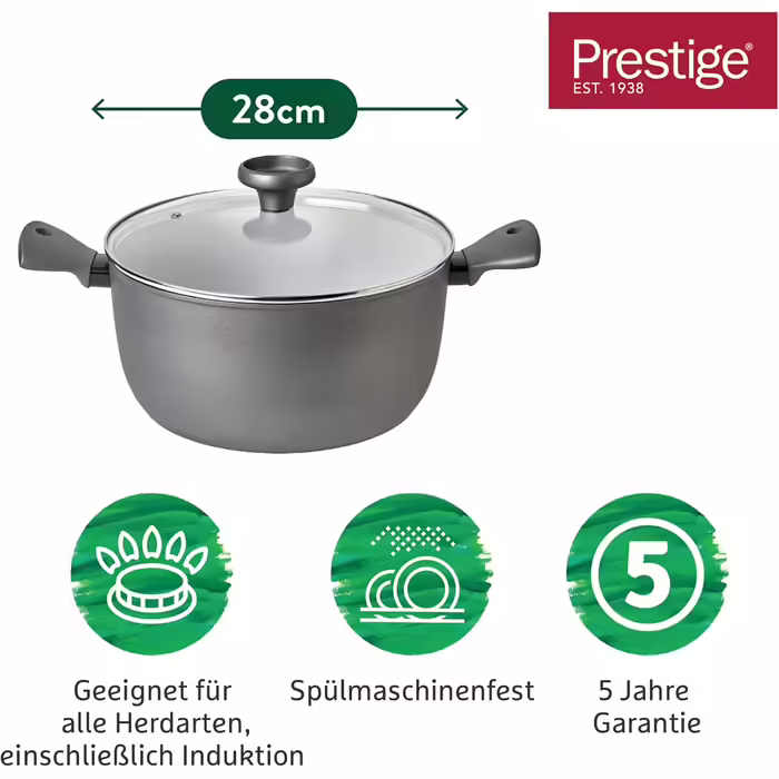 Суповий каструля Prestige Earth Pan 28 см, 7,5 л, індукція, антипригарна кераміка, екологічна, безпечна, для посудомийки, зручні ручки
