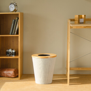 Relaxdays Bamboo Round Waste Bin