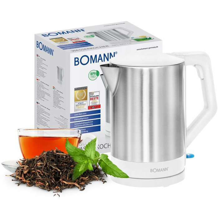 Електричний бездротовий чайник Bomann WKS CB, 1,5 л, білий