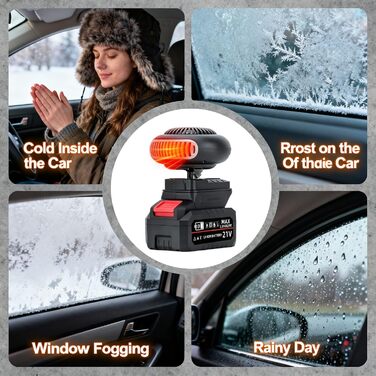 Портативний електрообігрівач для авто, офісу та дому з акумулятором 170W, 2 режими (30-80°C), захист від перегріву та перекидання, з двома акумуляторами