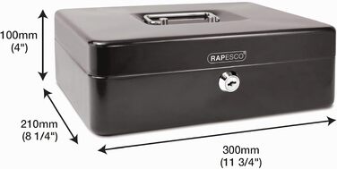 Металевий касовий ящик Rapesco SB0006B1 з замком, чорний, розмір 6