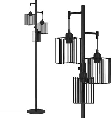 Стійка лампа YU YUSING з полицями, LED, 1.6м, для вітальні, спальні, офісу (біла/чорна)