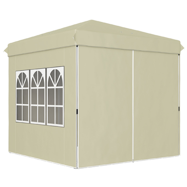Outsunny Gazebo approx. 2.5x2.5m, water-resistant, stable, winter-proof, pop-up folding gazebo, UV protection 50+, foldable party tent, garden tent with 4 side panels, bag, garden gazebo for camping, garden, cream white | Aosom