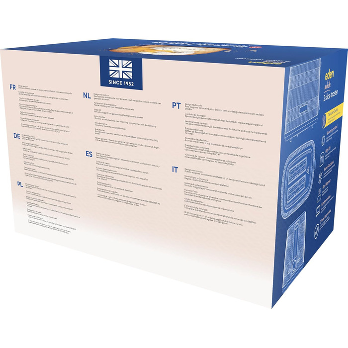 Тостер Russell Hobbs Eden - 2 відділення, 6 рівнів підсмажування, білий