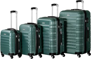 Набір валіз Zelsius 4 шт. Рожевий | ABS валізи з кодовим замком, 4 колеса та внутрішній роздільник | Ручна валіза, набір валіз 4 шт., роулер, велика валіза (петролево-зелений)