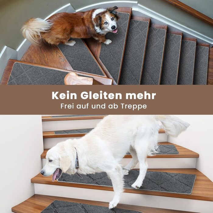 Килимочки на сходи без самоклеючого шару, 15 шт., антиковзаючі, нарізаються, багаторазові, для захисту дітей, літніх людей та домашніх тварин (темно-сірий, 55 см x 19 см)