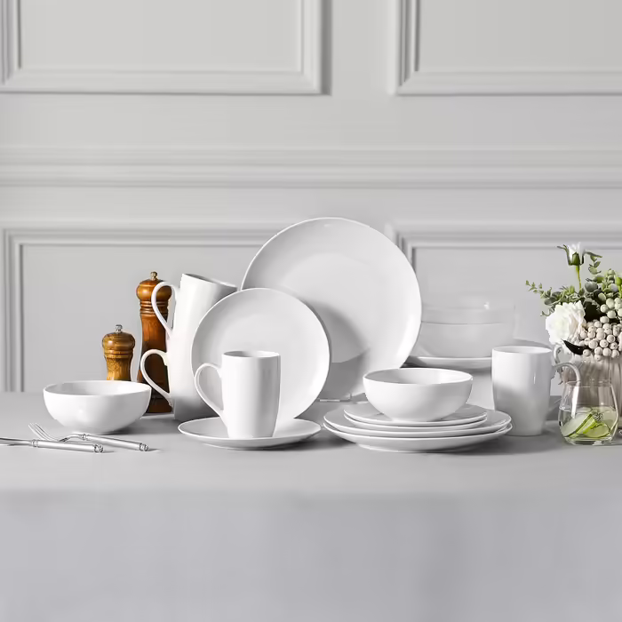 MALACASA, Amelia Series, Porcelain Dinnerware Set for 6 People, 18-Piece Porcelain Tableware Set, White Premium Combination Service, Dinnerware Set consisting of 6 Dinner Plates, 6 Dessert Plates, 6 Soup Plates