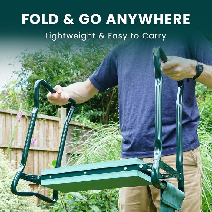 Green Haven Robuster Garden Knee Pad with Handles and Tool Pouch, Versatile, Foldable, EVA Foam, Padded Knee Stool, Lightweight Knee Pad for Gardening, Portable