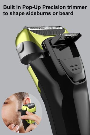 Електричний чоловічий бритва та тример з 3 гнучкими лезами, акумуляторний, бездротовий, з чохлом для подорожей, для мокрого та сухого гоління, час роботи 100 хв, подарунок для чоловіка, колір: смарагдово-зелений