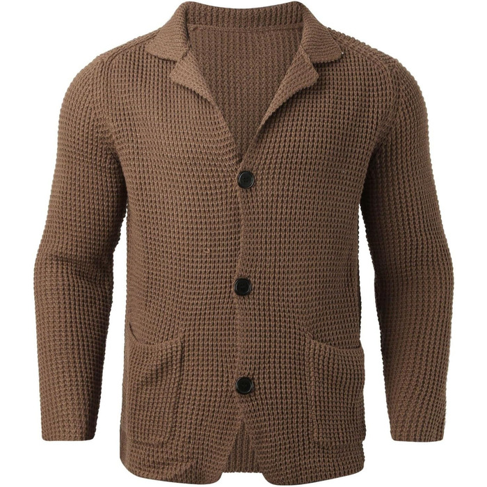 Кардиган чоловічий Trachten з в'язаного полотна, без капюшона, тепла в'язана куртка для зими, під джинси або чиноси (XL, Хакі)