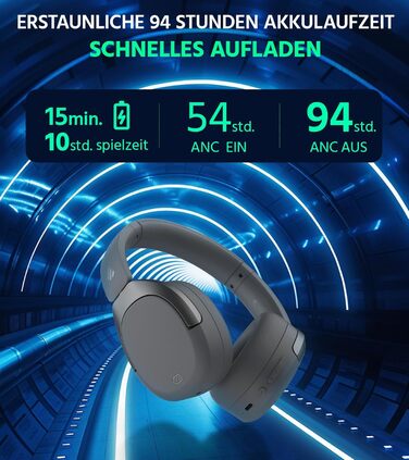 Edifier W830NB Бездротові навушники Over-Ear з ANC -45dB, 94год. акумулятор, LDAC Hi-Res звук, Spatial Audio, швидка зарядка, Bluetooth V5.4 (Сірий)