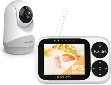 Дитячий відеоняня HelloBaby з камерою, 3.2' LCD, бездротовий монітор з нічним баченням, контролем температури та двостороннім зв'язком (1 камера)