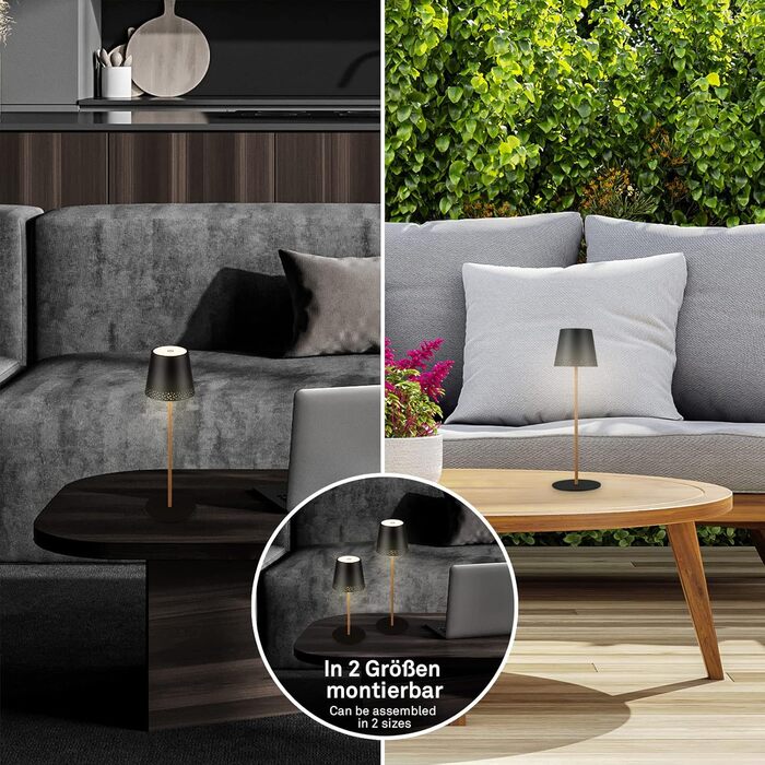 Світлодіодна настільна лампа Briloner бездротова з сенсорним керуванням, димуванням, регулюванням висоти, нічна лампа, лампа для читання, кемпінгова лампа, 38x12 см, чорний деревоподібний дизайн