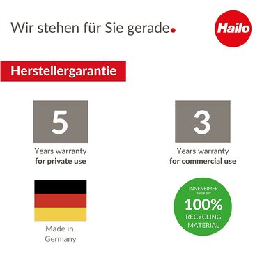Hailo EcoLine Design Trio L Built-in Waste Separation System - Trio Waste Bin with Full Extension - Steel Sheet - Black - 25.6 x 41.8 x 48.6 cm - 3 x 10 l (3 x 10 Liters)