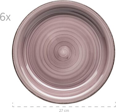 MÄSER Bel Tempo II, 30-piece Vintage Dinnerware Set for 6 People, Hand-Painted Ceramic Combination Service, Stoneware, Berry