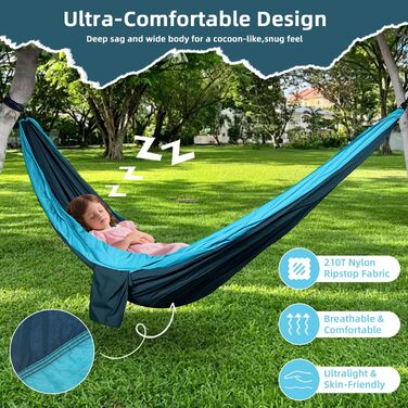 Гамак для відпочинку на природі: міцний, ультралегкий, для кемпінгу та подорожей (200x300 см)