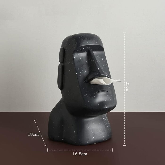 BA Moai Tissue Box, Easter Island Tissue Holder, Moai Cosmetics Box for Kitchen Living Room Bedroom - 25x16.5x18cm