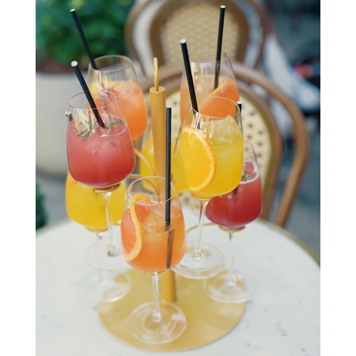 Стійка для коктейлів SpritzUpYourLife: 8 келихів, Aperol, Sarti Rosa, вечірка, подарунок (золото)