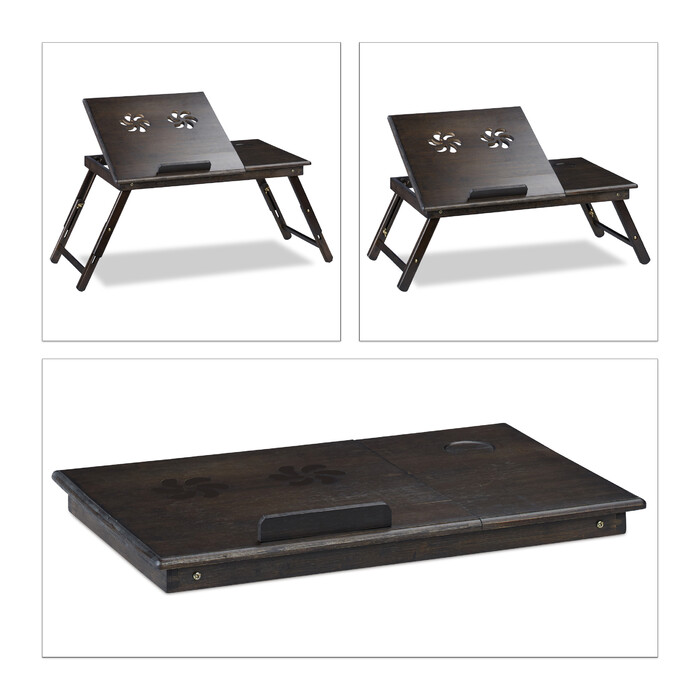 Relaxdays Bamboo Laptop Table, Dark Brown