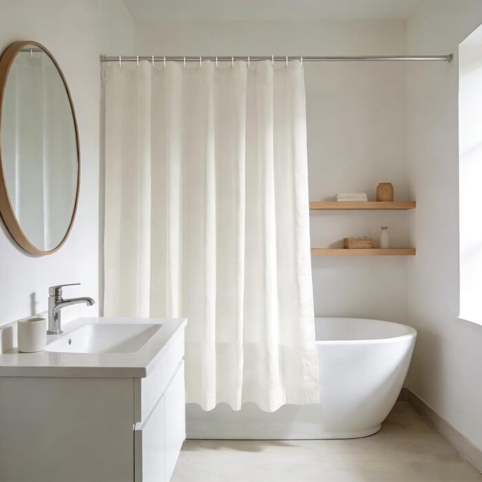 Штора для ванної кімнати YISURE антигрибкова 200x220 см, текстиль-поліестер, водонепроникна, колір кремовий