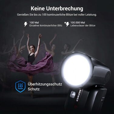 NEEWER Z2PRO-C: Світловий спалашок Speedlite з TTL, сумісний з Canon та Godox, 76Ws, 1/8000s HSS, 3000mAh