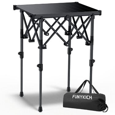 Складаний туристичний стіл Funykich 82x40 см, регулювання висоти (44/70 см), з сітчастою кишенею, для пікніка, кемпінгу, BBQ, саду