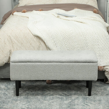HOMCOM Лавка з місцем для зберігання, до 120 кг, оксамитова текстура, 95x38x45 см, сірого кольору