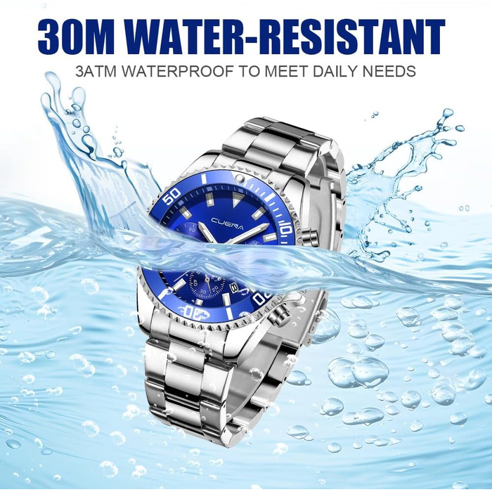 Годинник чоловічий OFF-CUP з датою, кварцовий хронограф, водонепроникний, з нержавіючої сталі, аналоговий, для чоловіків. Стильний аксесуар для бізнесу та повсякденного носіння. Елегантний подарунок. Колір: срібно-блакитний.