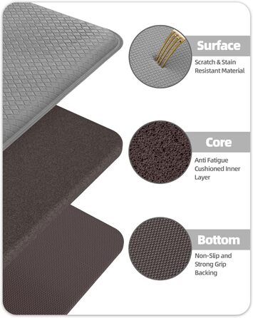 Килимок для кухні COLOR&GEOMETRY 44x150 см, неслизький, з ПВХ, водо- та олієстійкий, з гумовою основою. Підходить для кухні, пральні, коридору (сірий)