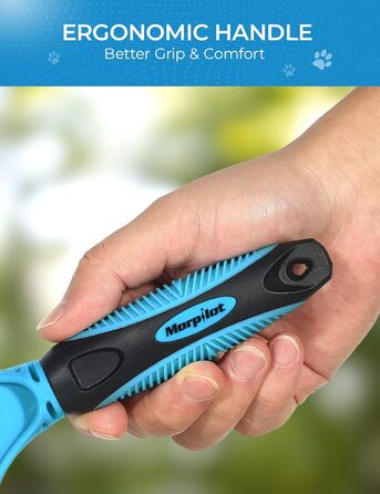 Щітка для собак та котів, гребінець для тварин з нержавіючої сталі 12+23 зубчики, двостороння для видалення шерсті та розплутування вузлів (Large, блакитний)