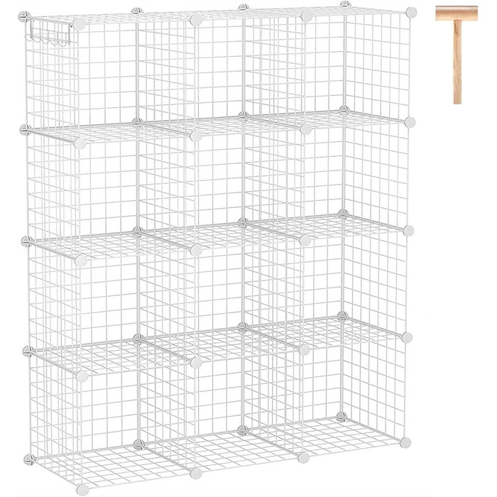 C&AHOME Wire Cube Storage, 6 - Metal Cube Organizer with C-Grids, Modular Shelving Units, Storage Shelf Racks, Closet Organizer, 93.5 in L x 31.8 in W x 93.5 in H, (12-Cube, White)