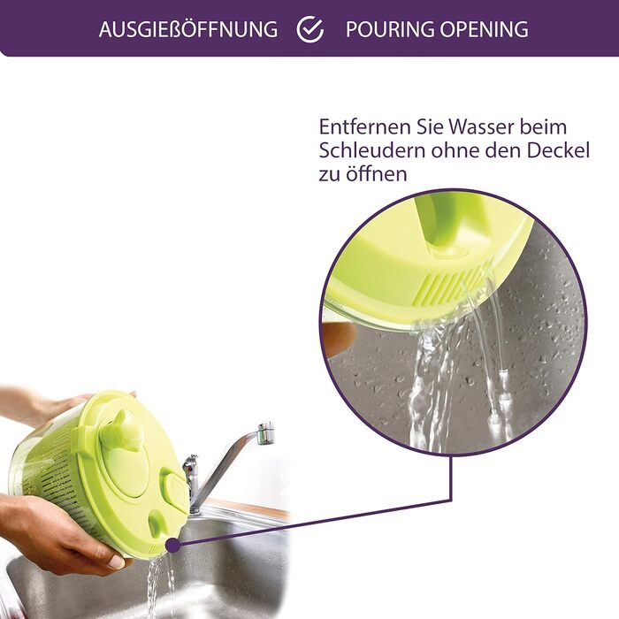 Mastrad Salad Spinner - In a practical size for easy storage - Non-slip base and 100% leak-proof - Dishwasher safe, green, 18.0 x 21.0 x 20.0 cm, F31408