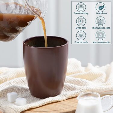 Handleless cups, vancasso BUBBLE 12-piece stoneware cup set, coffee cups 380ml