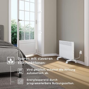 Електричний конвекторний обігрівач Stiebel Eltron 2 kW з терморегулятором, для приміщень до 25 м², TÜV geprüft, з роликами, 204450