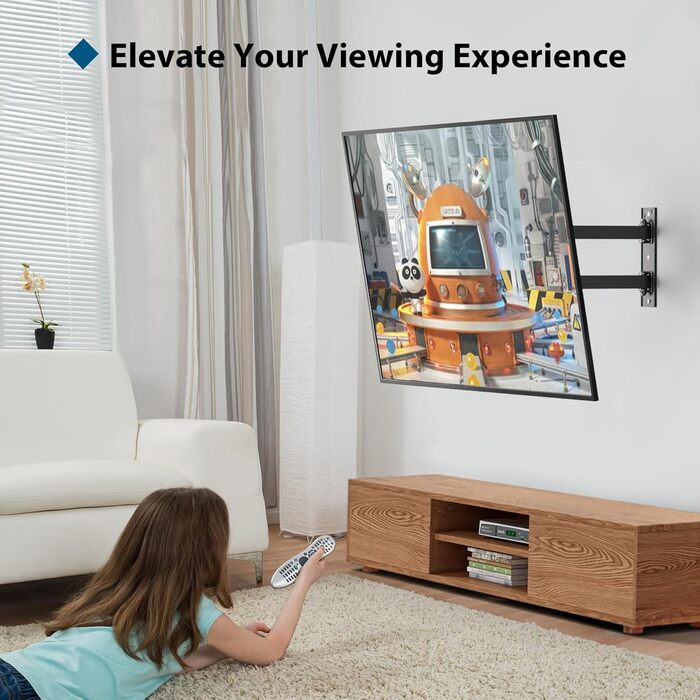 Кріплення для телевізора BONTEC: поворотне та нахилене, для LCD, LED, OLED, Plasma, Flat & Curved телевізорів/моніторів (26-60 дюймів), до 45 кг, VESA 400x400 мм