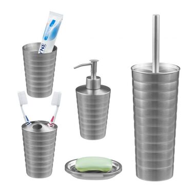 Relaxdays 5-piece Bathroom Set Stainless Steel