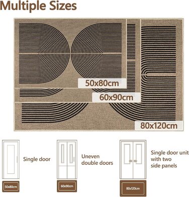 Килимок для дому та вулиці 50x80 см, джутовий, антиковзаючий, чорний