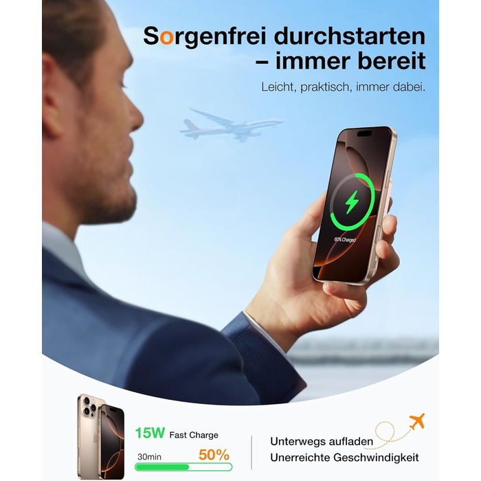 Портативний зарядний пристрій TORRAS 5000mAh з магнітним кріпленням MagSafe, 22.5W PD, Rose Gold