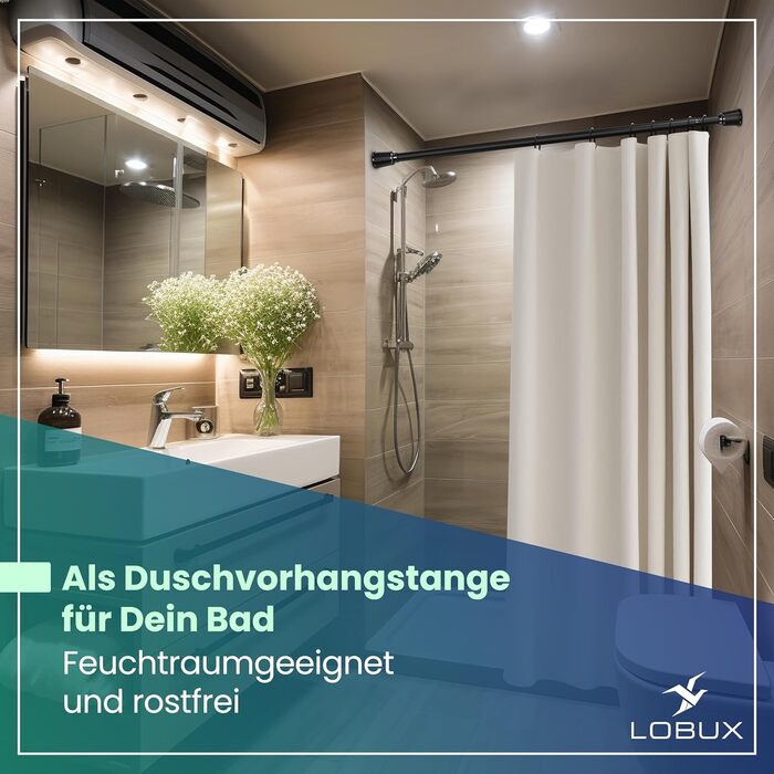 Штанга для штор без свердління – телескопічна штанга для штор, розтяжна – штанга для душу без свердління – штанга для штор, штанга для душу, вішалка для одягу, кріплення для сітки для котів (70-120 см, чорний)