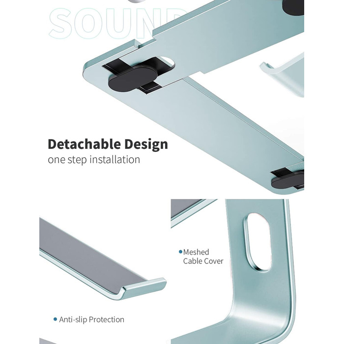 Підставка для ноутбука Soundance, алюміній, ергономічна, 10-15.6 дюймів