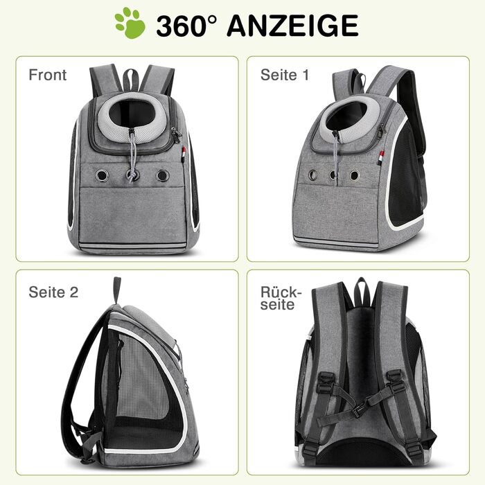 Рюкзак-переноска для собак та котів ALLSOPETS: зручний та дихаючий рюкзак для подорожей з великими котами та маленькими собаками (Світло-сірий)