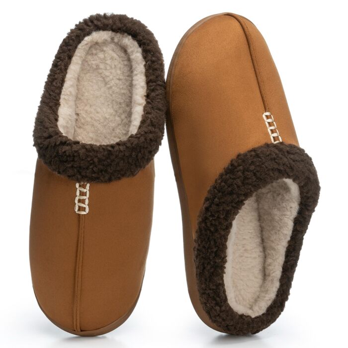 Чоловічі халапи з замші з меморі-піною, для дому та вулиці, теплі зимові халапи з антиковзкою підошвою, подарунок для чоловіка, тата (Колір: коричневий, розмір: 47/48 EU)