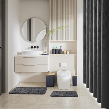 Набір для ванної кімнати Z ZONAMA 24 предмети: душовий завіс, килимок, смітник, тримач для унітазу, дозатор мила. Зелений колір.